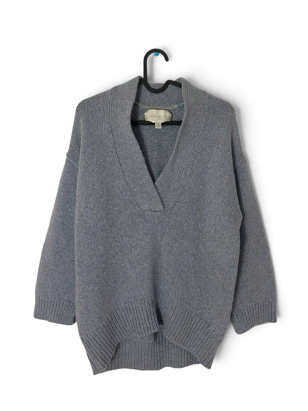 Brochu Walker 100% V-Neck Cashmere Sweater - Blue XS